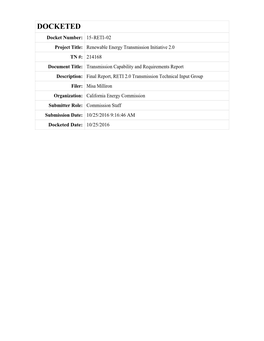 Transmission Capability and Requirements Report