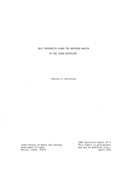 Belt Orogenesis Along the Northern Margin of the Idaho Batholith