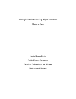 Ideological Basis for the Gay Rights Movement Matthew Gates