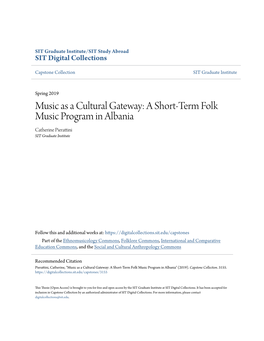 A Short-Term Folk Music Program in Albania Catherine Pierattini SIT Graduate Institute