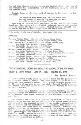 (HAP) ARNOLD - JUNE 25, 1886 - JANUARY 15, 1950 BY: ESTES G, HAWKES It Was Almost Twenty Years Ago That I First Had the Pleasure of Visiting Mrs