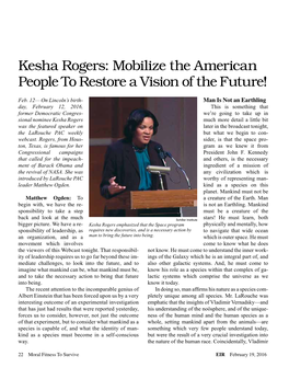 Kesha Rogers: Mobilize the American People to Restore a Vision of the Future!