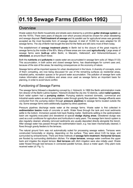 01.10 Sewage Farms (Edition 1992) Overview Waste Waters from Berlin Households and Streets Were Drained by a Primitive Gutter Drainage System up Into the 1870'S