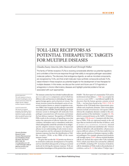 Toll-Like Receptors As Potential Therapeutic Targets for Multiple Diseases