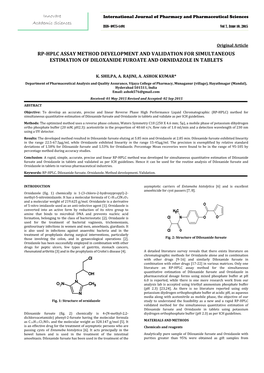 Rp-Hplc Assay Method Development and Validation for Simultaneous Estimation of Diloxanide Furoate and Ornidazole in Tablets