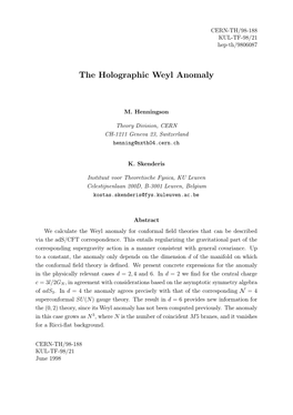 The Holographic Weyl Anomaly