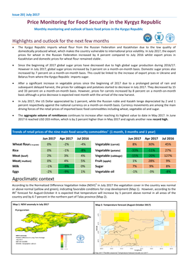 Price Monitoring for Food Security in the Kyrgyz Republic Monthly Monitoring and Outlook of Basic Food Prices in the Kyrgyz Republic