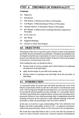 Unit 4 Theories of Personality