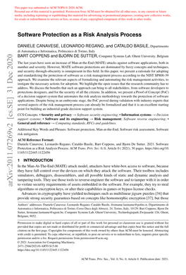 Software Protection As a Risk Analysis Process