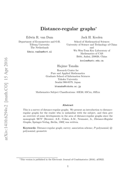 Distance-Regular Graphs Arxiv:1410.6294V2 [Math.CO]