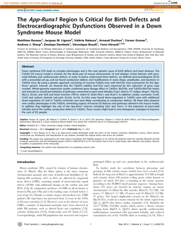 The App-Runx1 Region Is Critical for Birth Defects and Electrocardiographic Dysfunctions Observed in a Down Syndrome Mouse Model