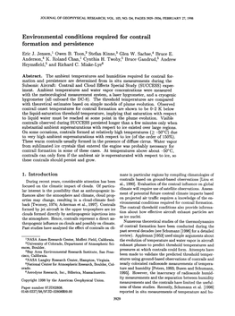 Environmental Conditions Required for Contrail Formation and Persistence Eric J