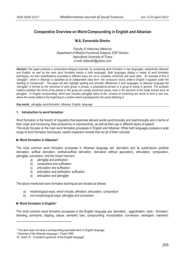 205 Comparative Overview on Word-Compounding in English And