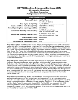 MN Minneapolis METRO Blue Line Extension Engineering Profile