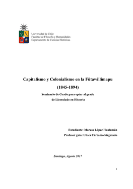 Capitalismo Y Colonialismo En La Fütawillimapu (1845-1894)