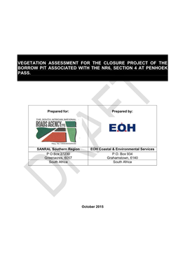Vegetation Assessment for the Closure Project of the Borrow Pit Associated with the Nr6, Section 4 at Penhoek Pass