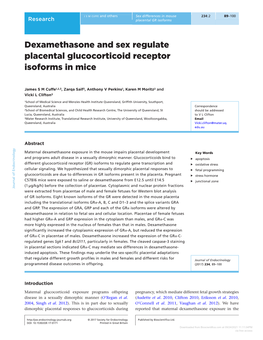 Dexamethasone and Sex Regulate Placental Glucocorticoid Receptor Isoforms in Mice