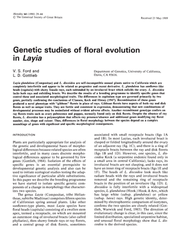 Genetic Studies of Floral Evolution in Layia