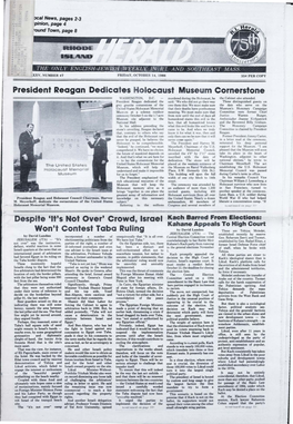 President Reagan Dedicates Holocaust Museum Cornerstone WASHINGTON