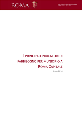 Iprincipali Indicatori Di Fabbisogno Per Municipio A