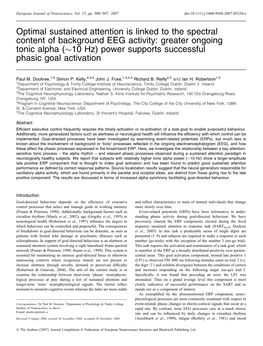 Optimal Sustained Attention Is Linked to the Spectral Content of Background