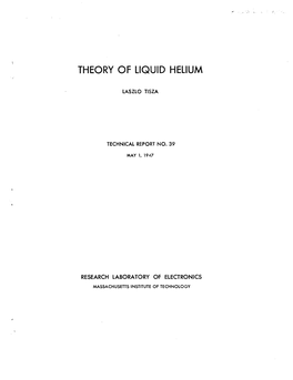 Theory of Liquid Helium