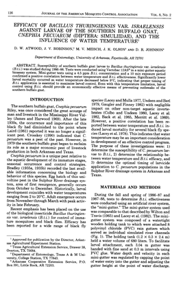 Efficacy of Bacillus Thuringiensis Var