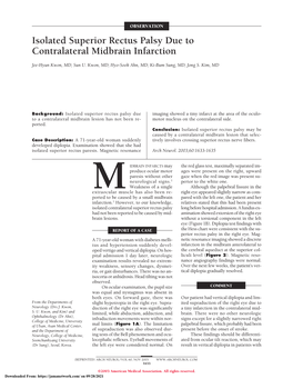 Isolated Superior Rectus Palsy Due to Contralateral Midbrain Infarction