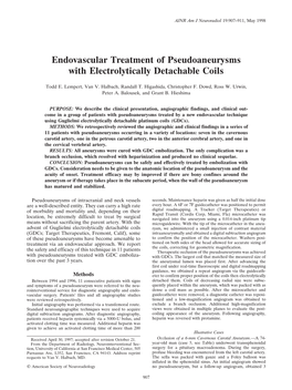 Endovascular Treatment of Pseudoaneurysms with Electrolytically Detachable Coils