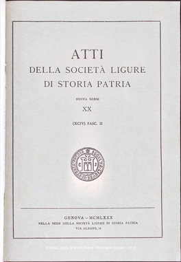 Della Società Ligure Di Storia Patria