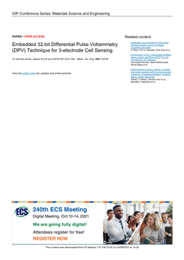 Embedded 32-Bit Differential Pulse Voltammetry (DPV) Technique for 3-Electrode Cell Sensing