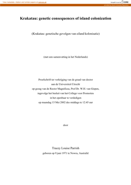 Krakatau: Genetic Consequences of Island Colonization