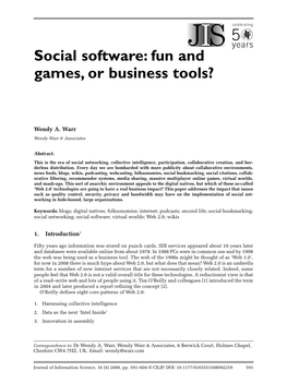Social Software: Fun and Games, Or Business Tools?