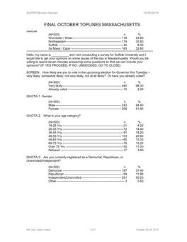 Final October Toplines Massachusetts