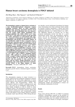 Human Breast Carcinoma Desmoplasia Is PDGF Initiated