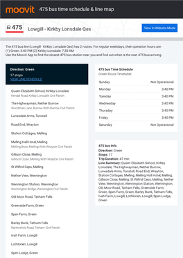 475 Bus Time Schedule & Line Route