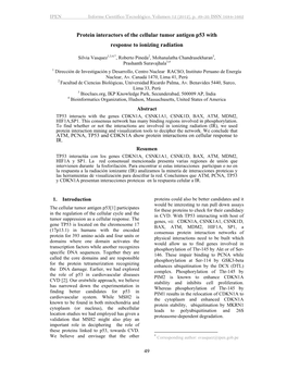 Protein Interactors of the Cellular Tumor Antigen P53 with Response to Ionizing Radiation