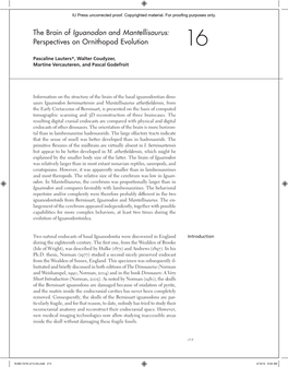 The Brain of Iguanodon and Mantellisaurus: Perspectives on Ornithopod Evolution 16 Pascaline Lauters*, Walter Coudyzer, Martine Vercauteren, and Pascal Godefroit