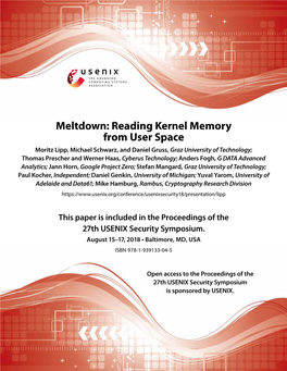 Meltdown: Reading Kernel Memory from User Space