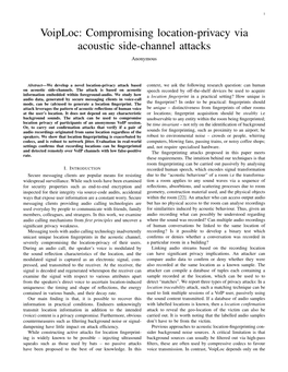 Compromising Location-Privacy Via Acoustic Side-Channel Attacks Anonymous