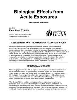 Biological Effects from Acute Exposures