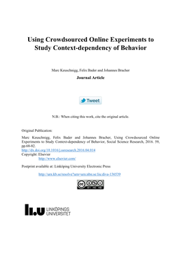 Using Crowdsourced Online Experiments to Study Context-Dependency of Behavior