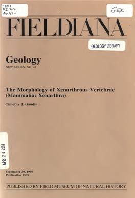The Morphology of Xenarthrous Vertebrae (Mammalia: Xenarthra)