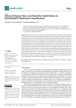 Effect of Dataset Size and Train/Test Split Ratios in QSAR/QSPR Multiclass Classiﬁcation