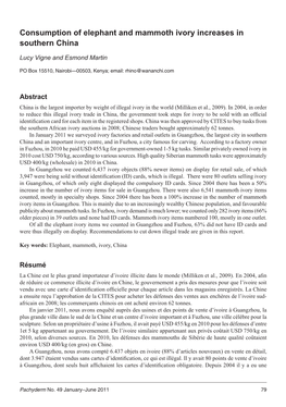 Consumption of Elephant and Mammoth Ivory Increases in Southern China