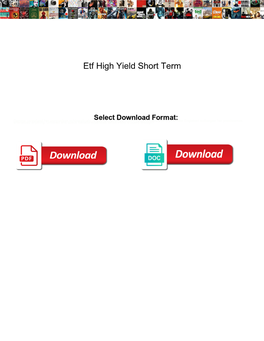 Etf High Yield Short Term