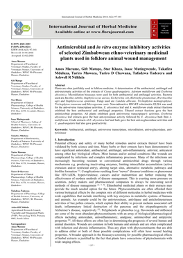 Antimicrobial and in Vitro Enzyme Inhibitory Activities of Selected