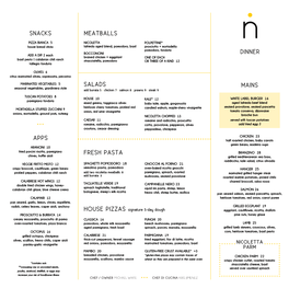 NIK Dinner Menu 9.5.19