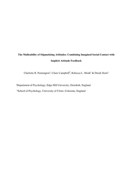 The Malleability of Stigmatizing Attitudes: Combining Imagined Social Contact With