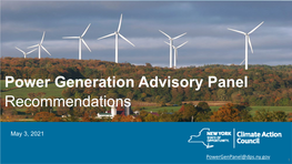 Power Generation Advisory Panel Recommendations [PDF]